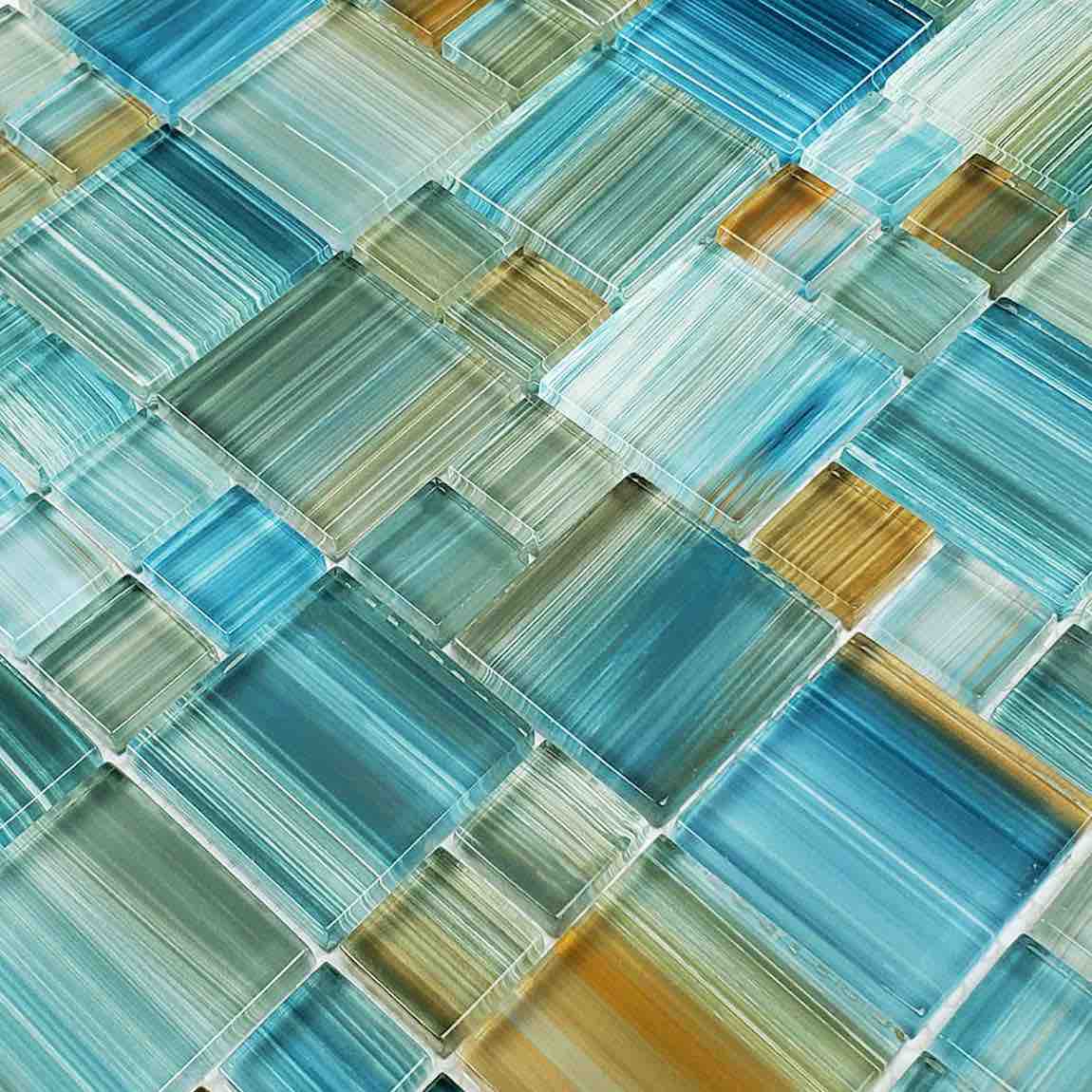 Turquoise Glass Mosaic Tile Multi Pattern