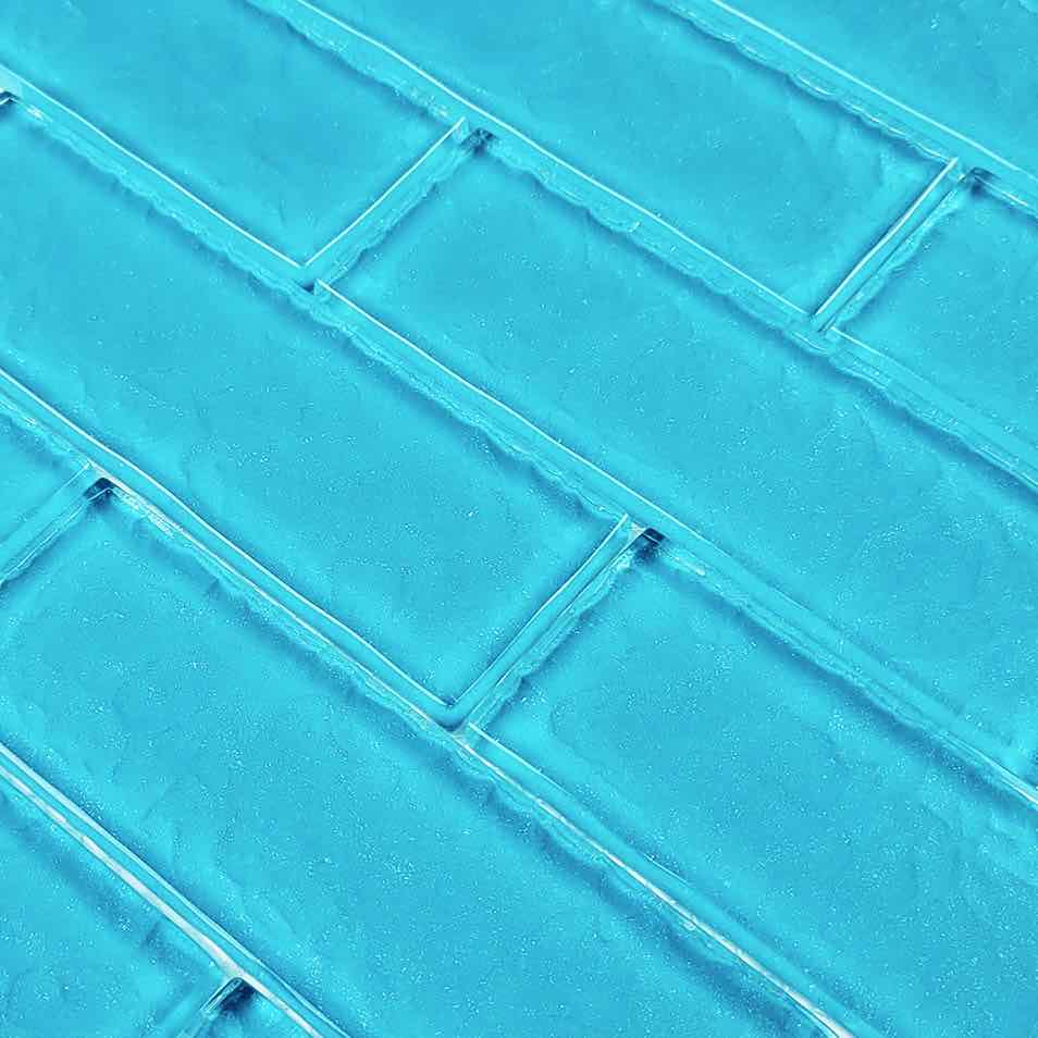 Surfaced Glass Tile Turquoise 2x6 for saltwater pools