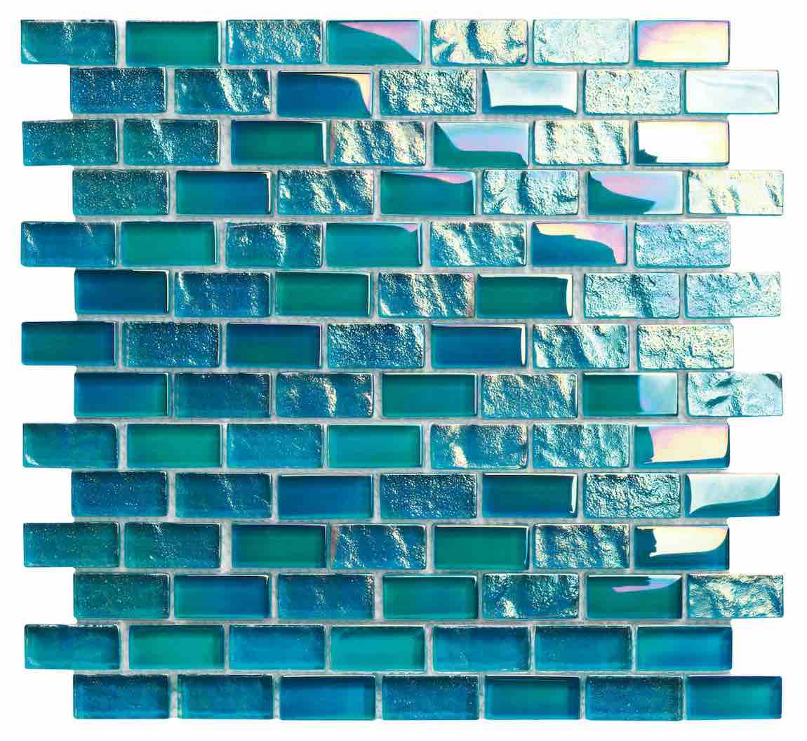 Reflections Iridescent Glass Tile Turquoise 1x2