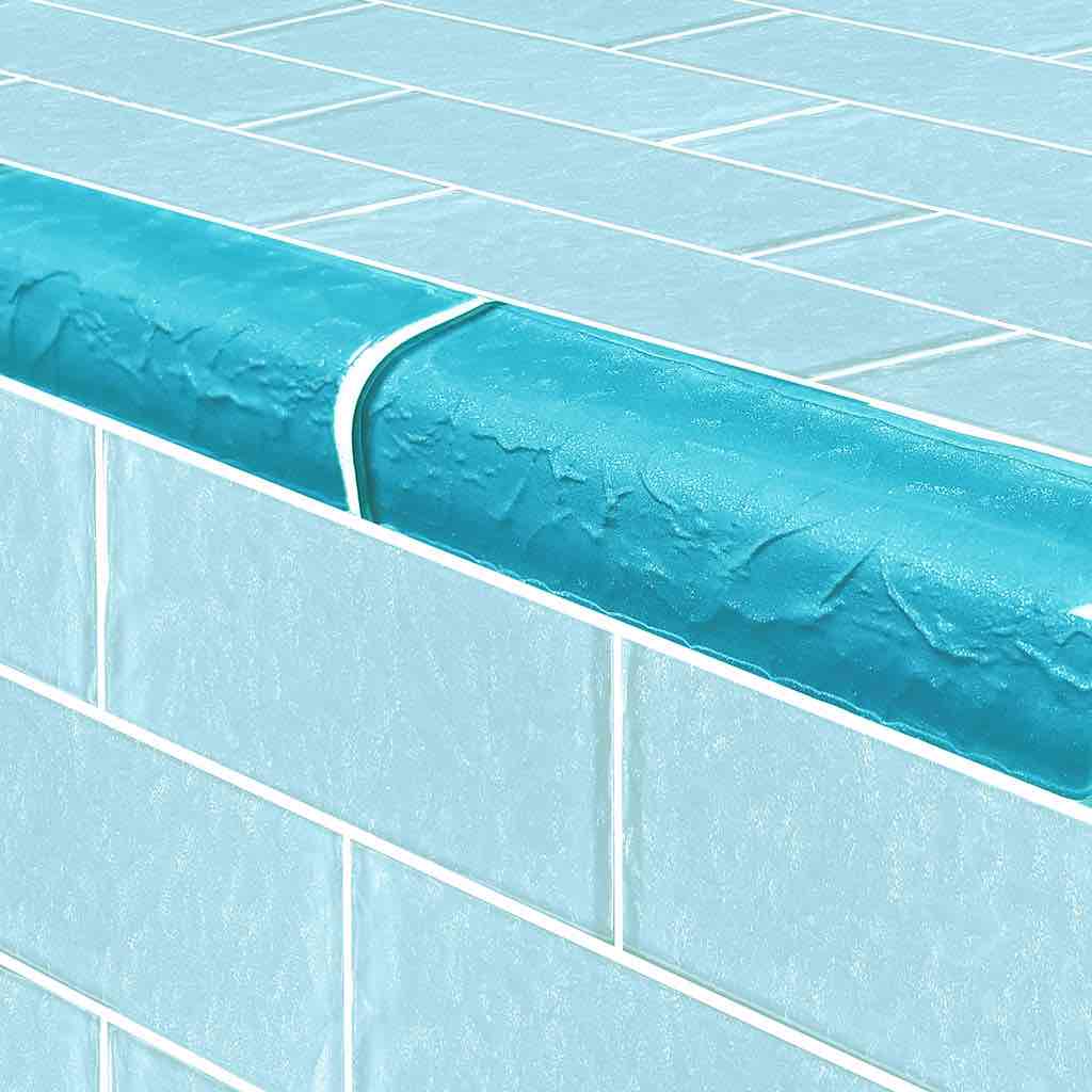 Surfaced Pool Glass Trim Tile Turquoise 2x6