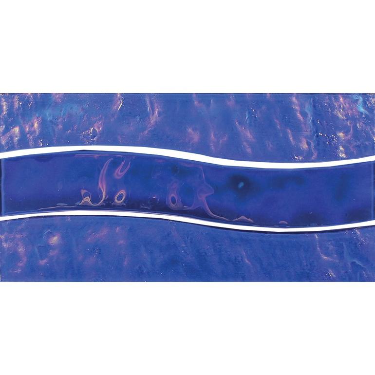 Wave Glass Pool Waterline Tile Cobalt 6x12