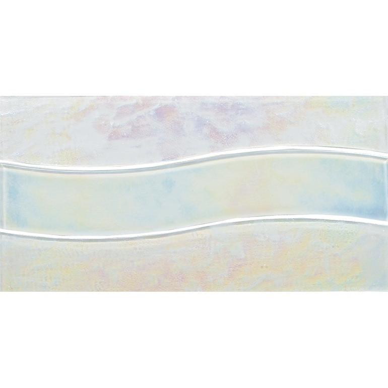 Wave Glass Pool Waterline Tile White 6x12